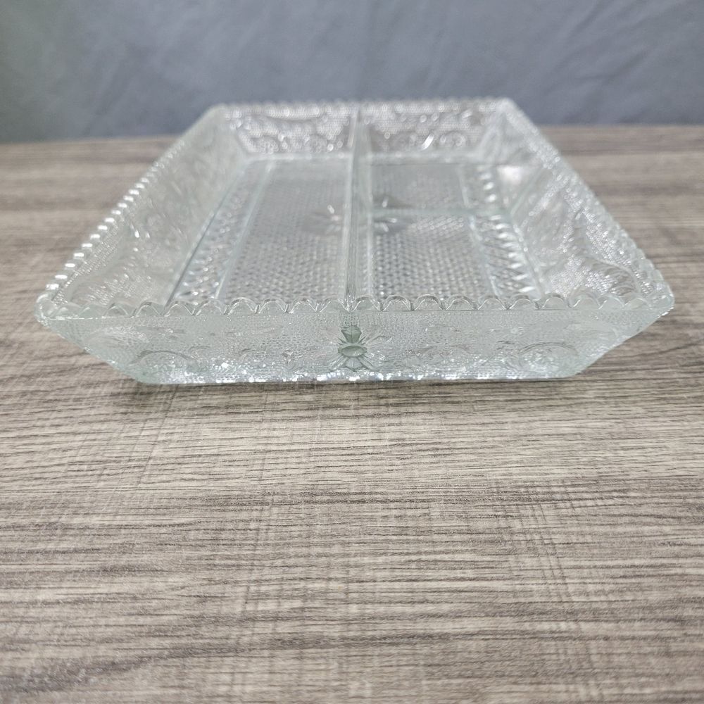 Cut Glass Clear Divided Compartment Serving Tray - Picture 7 of 10